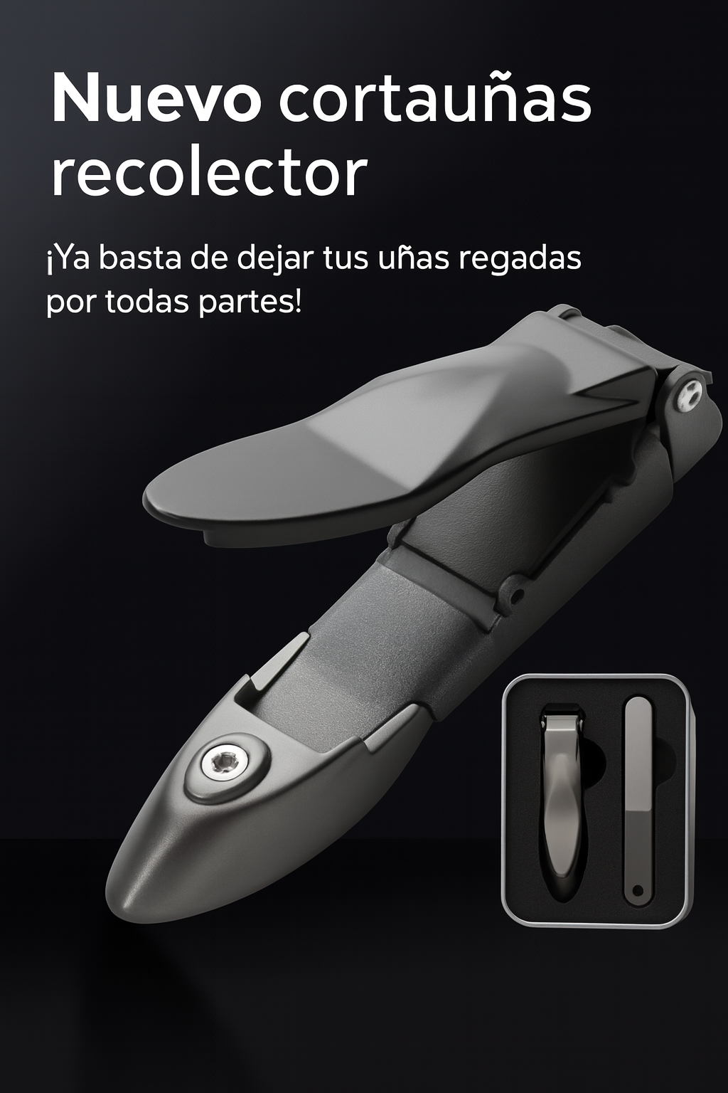 Corta uñas recolector + lima de acero inoxidable